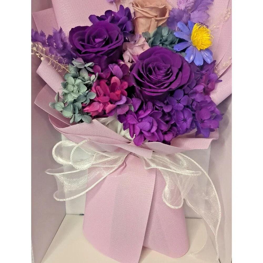 Lovenfold Flowers Preserved Flowers Bouquets, Purple Rose Bouquets